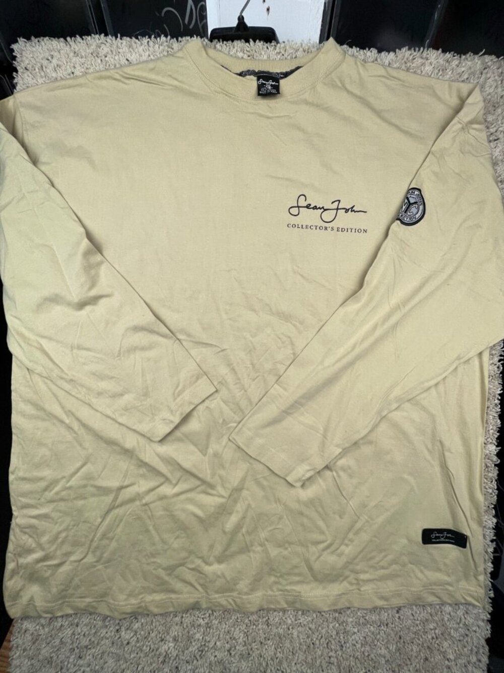 Vintage Sean John Collector’s Edition Long Sleeve Shirt Beige 4XB Big Cotton
